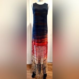Raquel Allegra Sunset Tie Dye Fringe Jersey Dress. Size S.